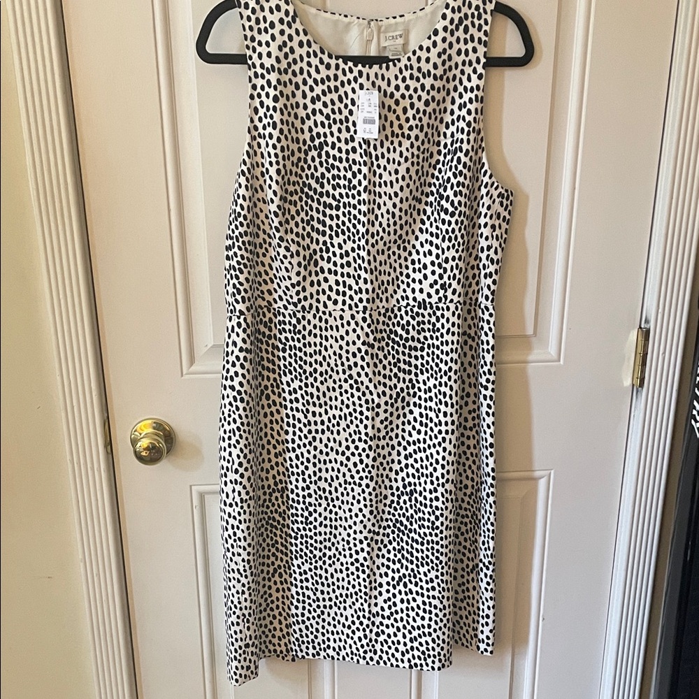 J. Crew Black and Cream Polka Dot Dress